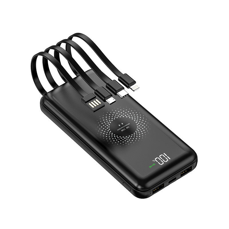 Portable power bank with integrated cables Bowlift