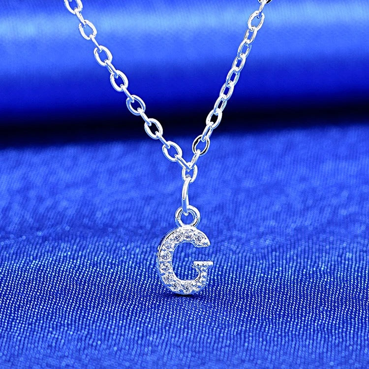 Dainty Pavé Cubic Zirconia Initial A Pendant Necklace Silver-Tone Chain Bowlift