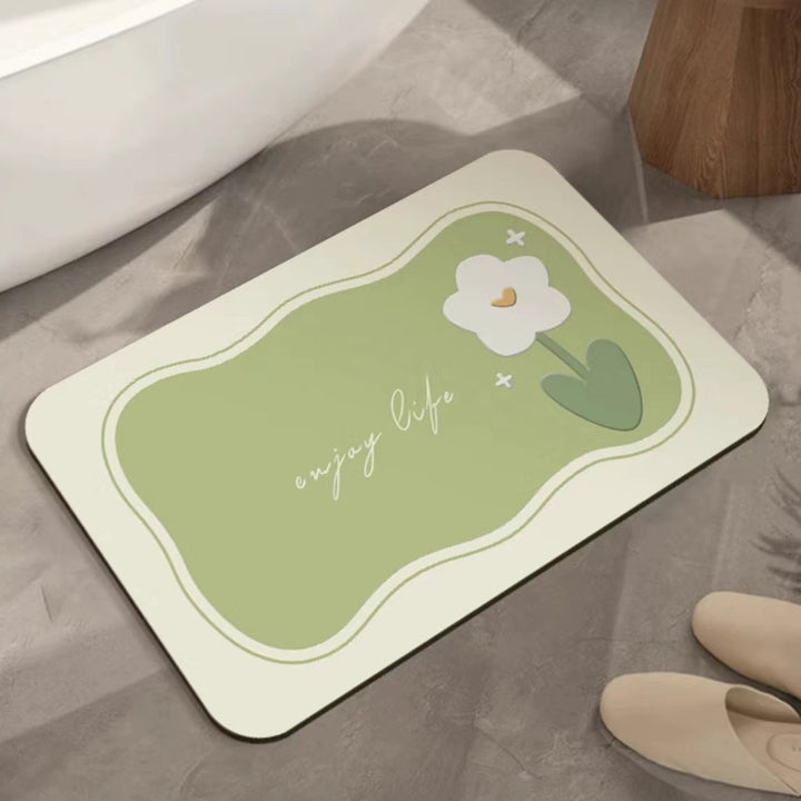 Artistic Floral Bath Mat Bowlift