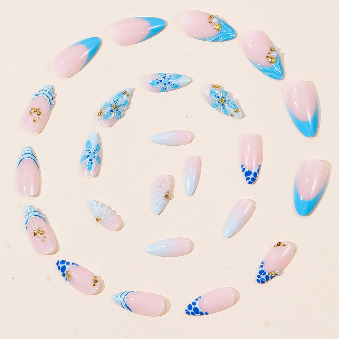 Elegant Floral Art Acrylic Nail Extensions Bowlift