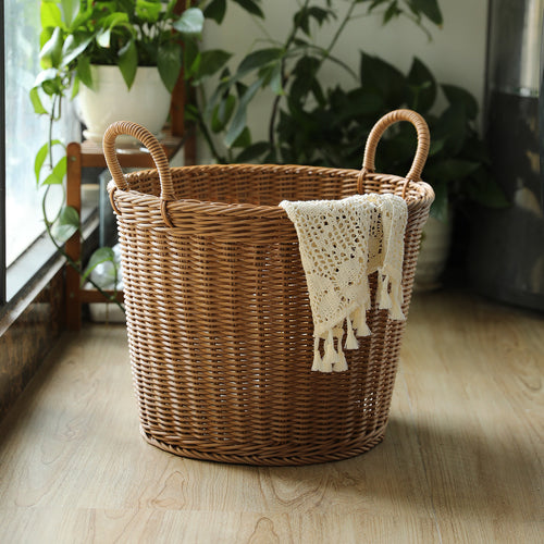 Handwoven Decorative Storage Basket with Ergonomic Handles Bowlift