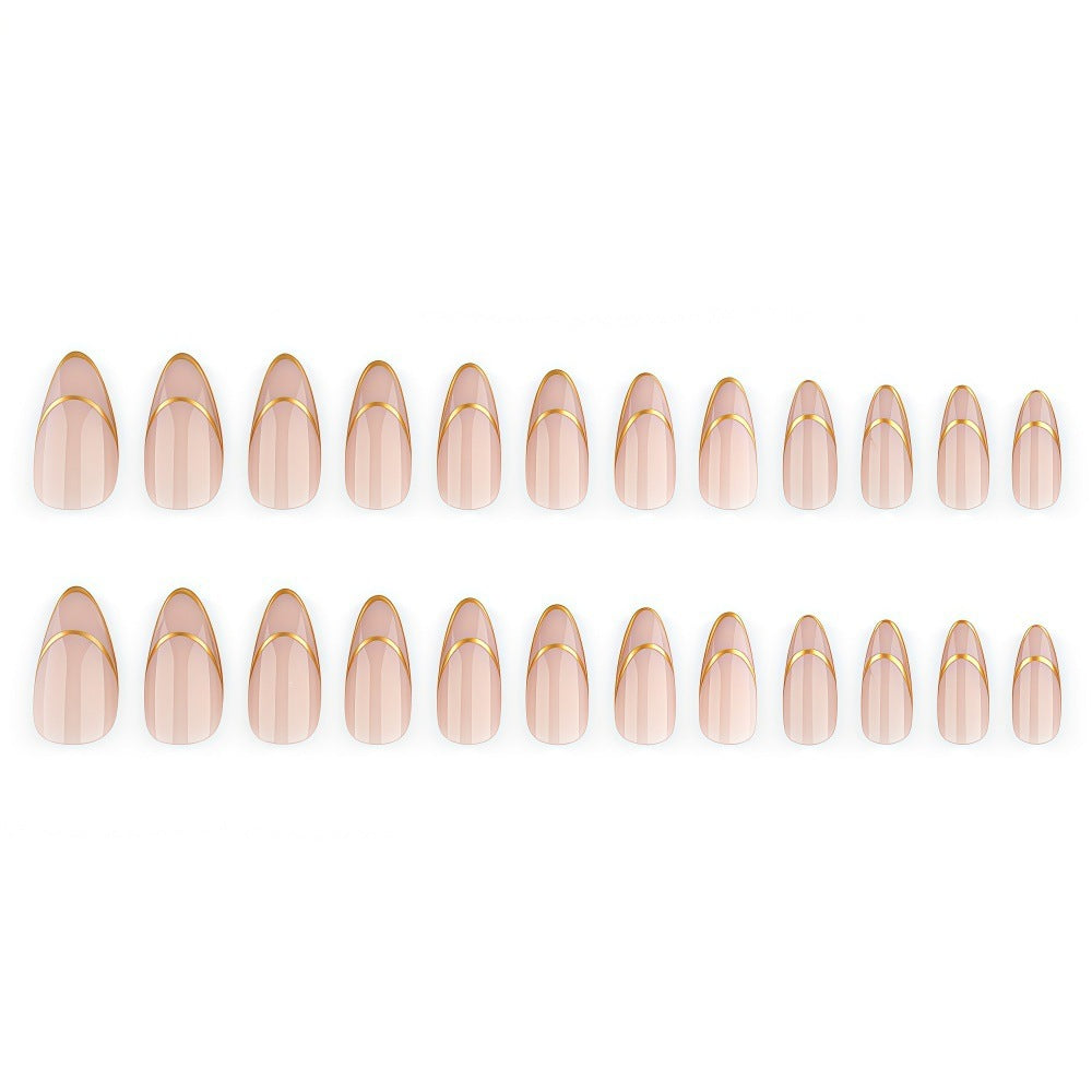 Artificial nails with elegant gold lines Bowlift