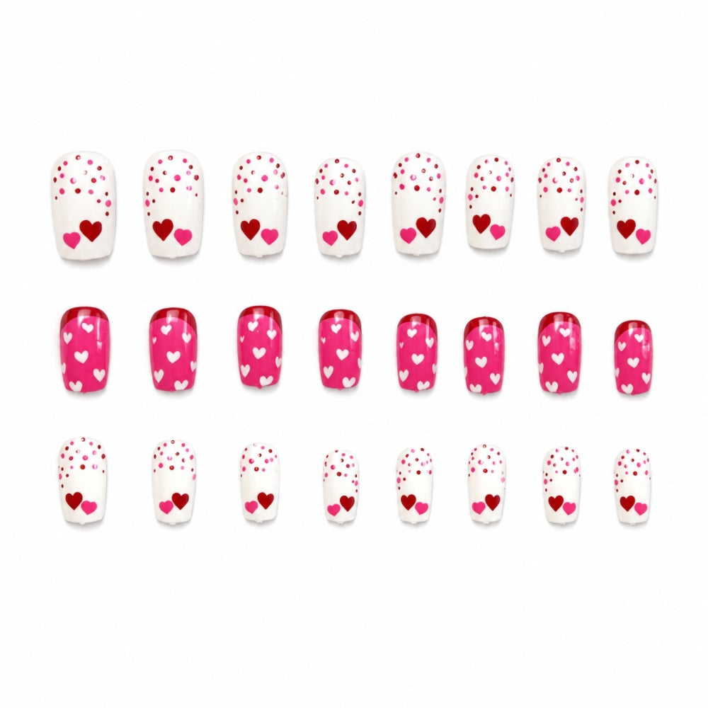 Heart-Themed Press-On Nail Set Bowlift