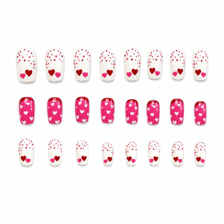 Heart-Themed Press-On Nail Set Bowlift