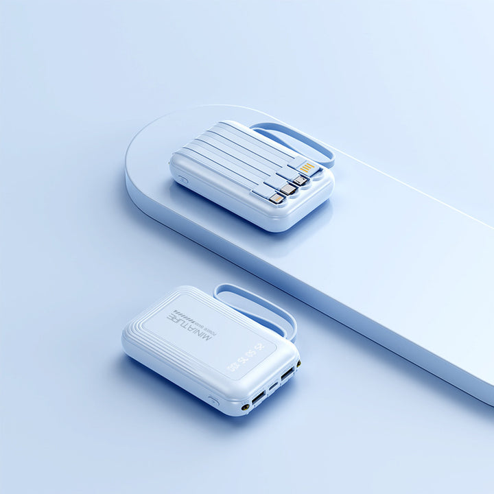 Practical power bank with wireless fast charging function and integrated cable system Bowlift