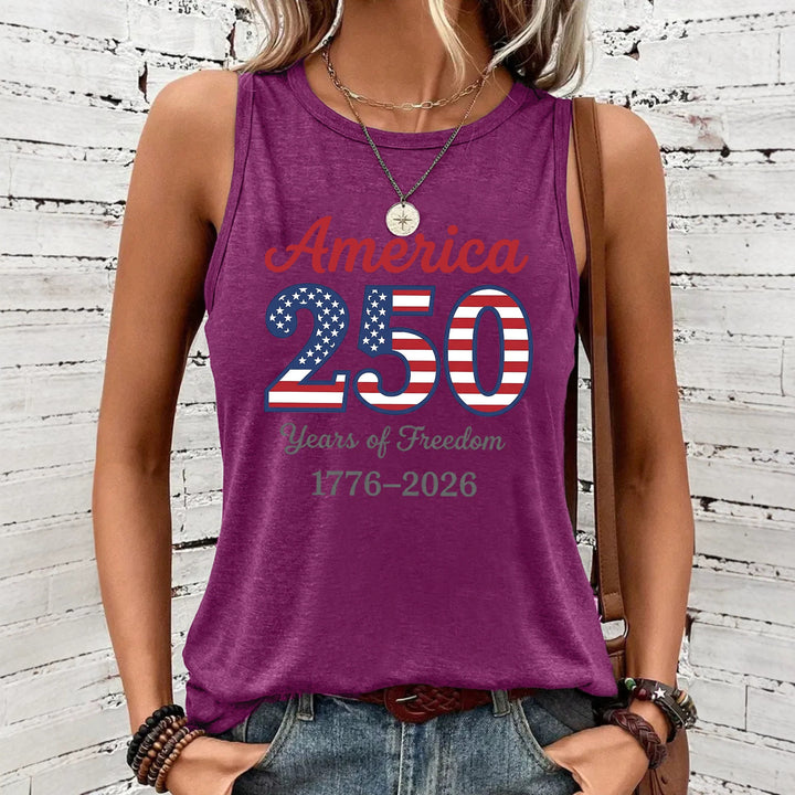 Women's nan sleeveless patriotic graphic tank top with soft modal-cotton blend and relaxed drape Bowlift