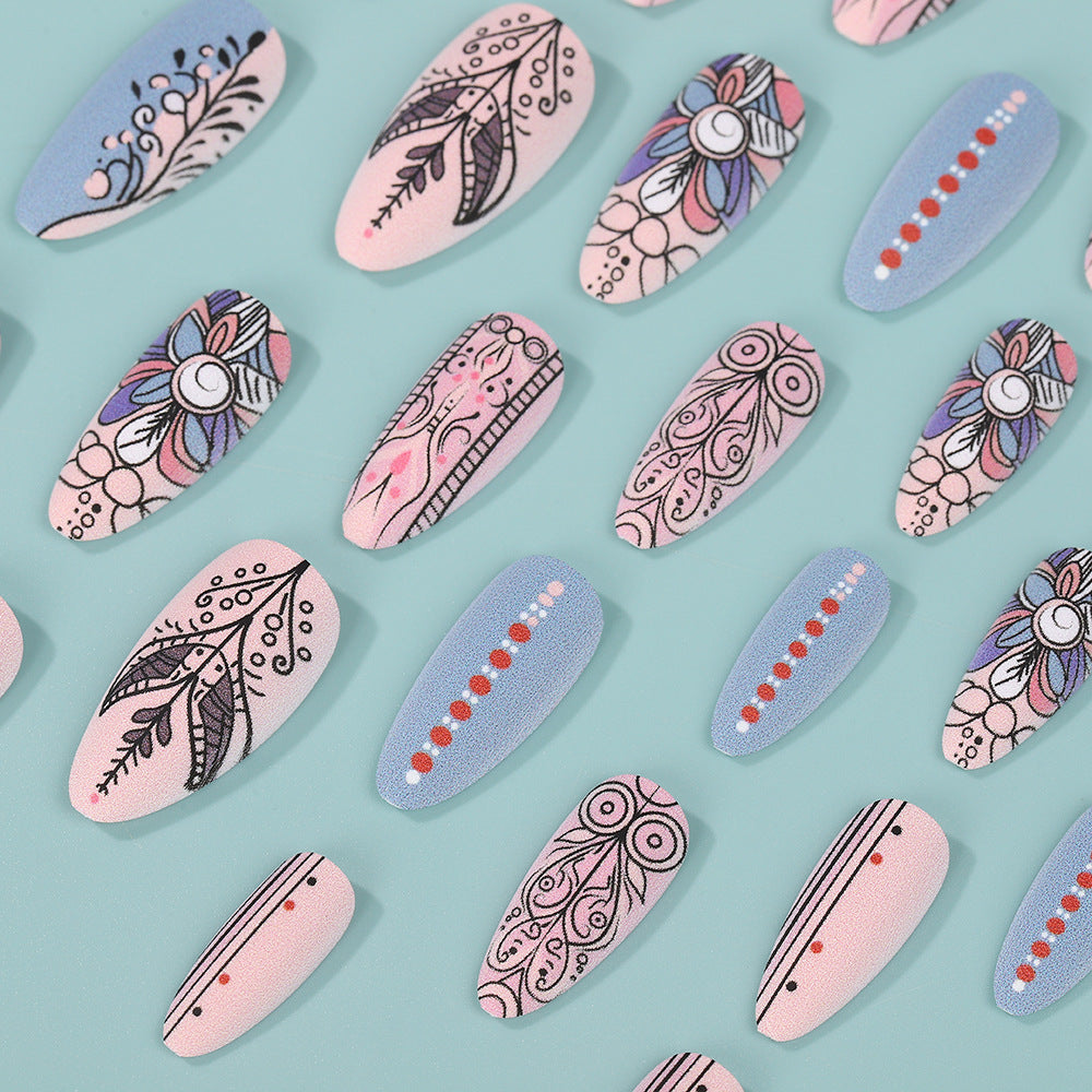 Creative Nail Art Set with Hand-Drawn Patterns Bowlift