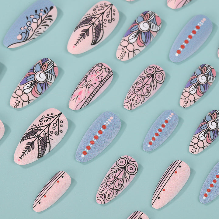 Creative Nail Art Set with Hand-Drawn Patterns Bowlift