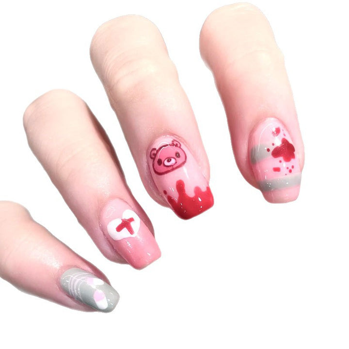 Whimsical Character-Themed Press-On Nail Art Set Bowlift