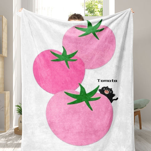 Whimsical Tomato Print Fleece Throw Blanket