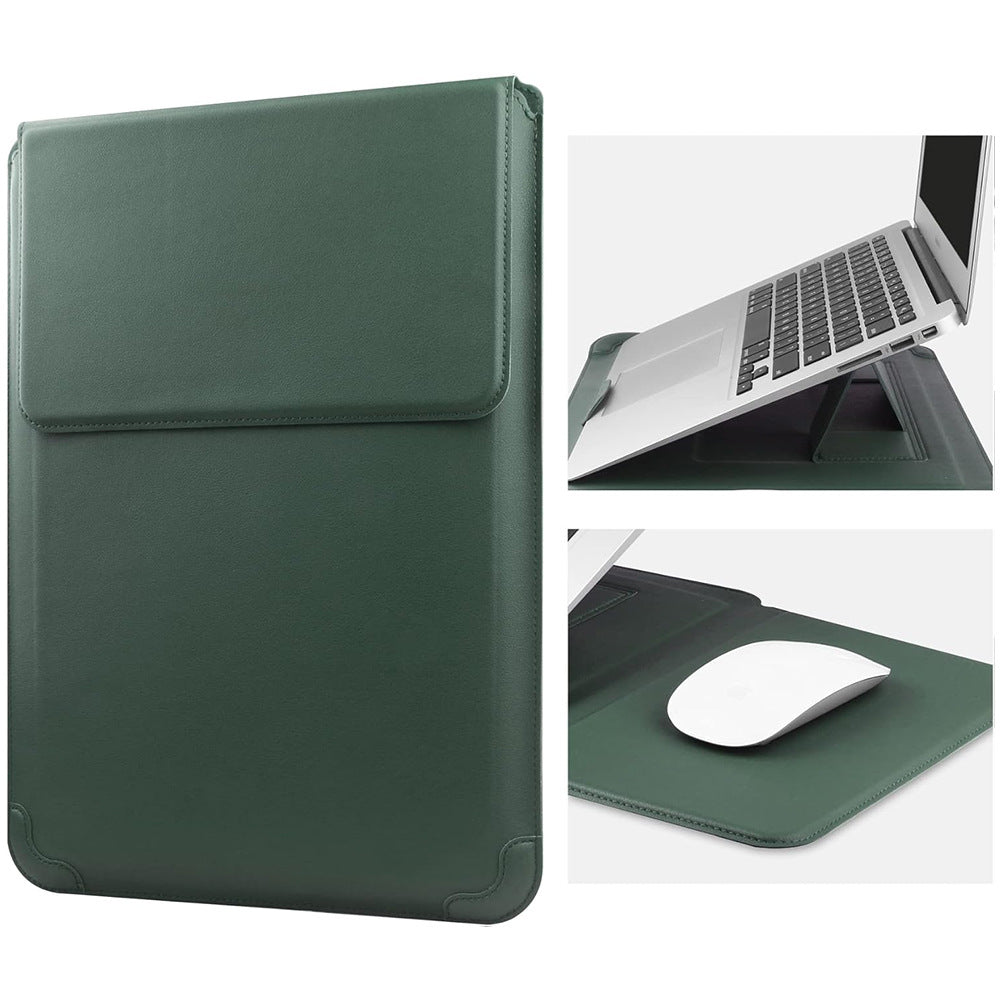 Padded laptop sleeve with integrated foldable stand and mouse pad Bowlift