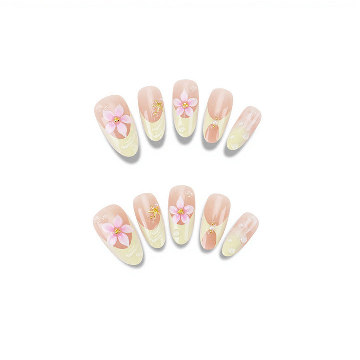 Floral-Themed Press-On Nail Art Set Bowlift