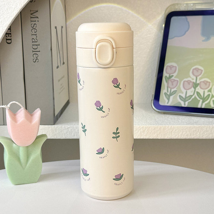 Women Insulated Water Bottle with Elegant Flower Design Bowlift