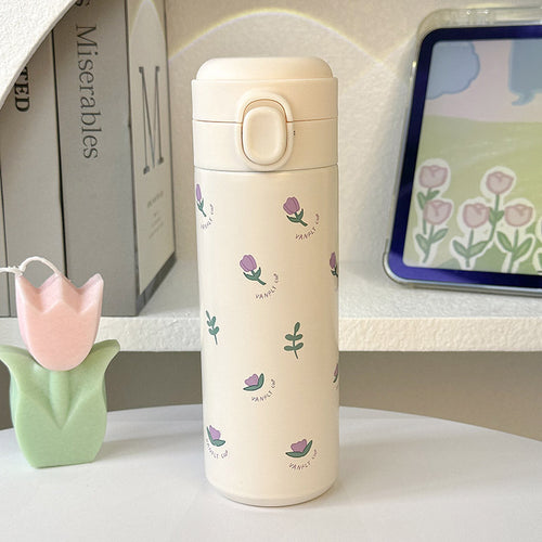 Women Insulated Water Bottle with Elegant Flower Design Bowlift