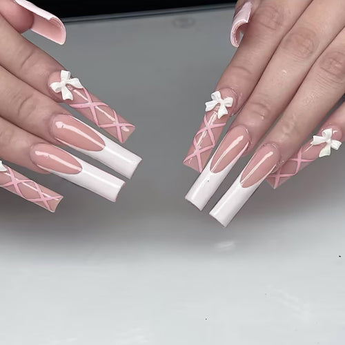 Elegant Bow-Accented Press-On Nail Set Bowlift