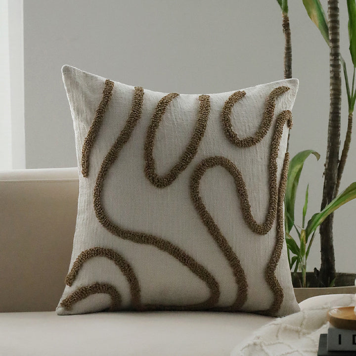 Square bouclé cushion cover with fine texture and concealed zipper Bowlift