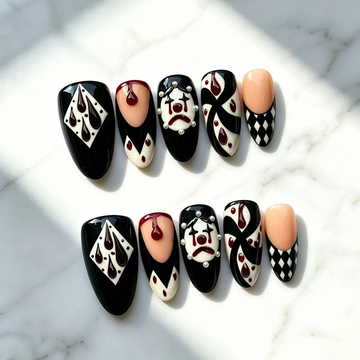 Artistic Press-On Nail Art Set with Intricate Patterns Bowlift