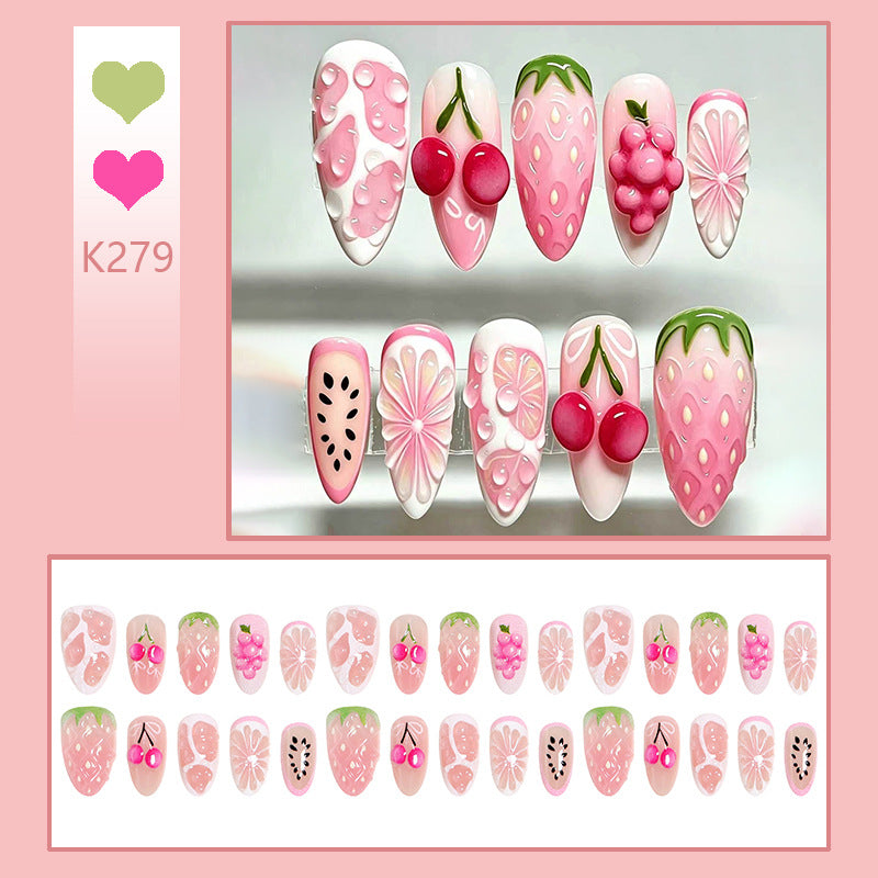 Art nail set with fruity patterns and glamorous accents Bowlift