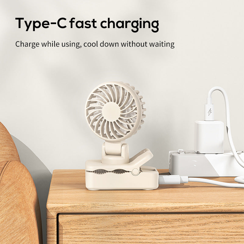 Unisex Mini Adjustable Rechargeable Clip-On Fan Bowlift