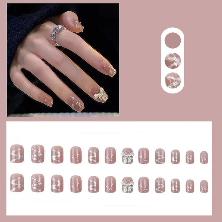 Artificial nails in an elegant design with 3D butterflies and glitter accents Bowlift