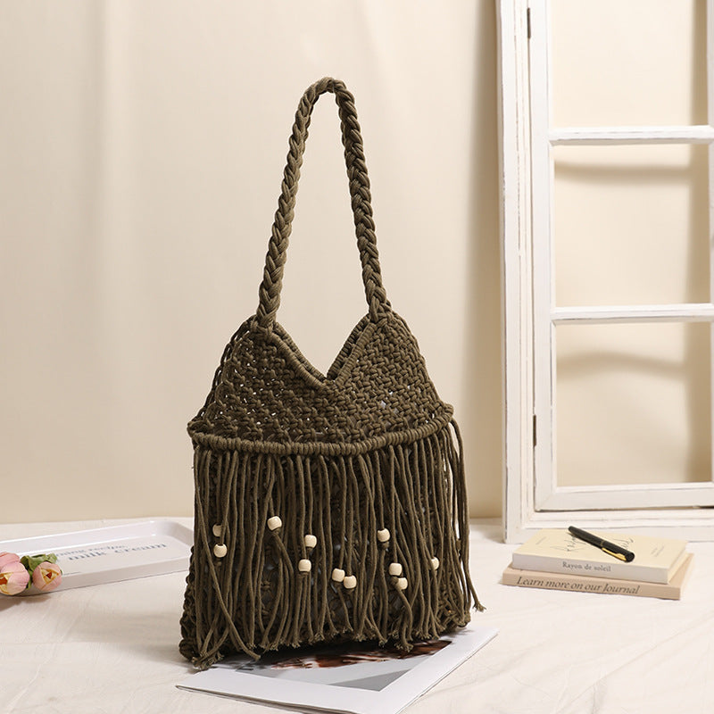 Crocheted beach bag with fringe details Bowlift