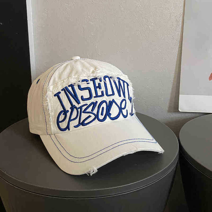 Women's Distressed Artistic Embroidered Cap Bowlift