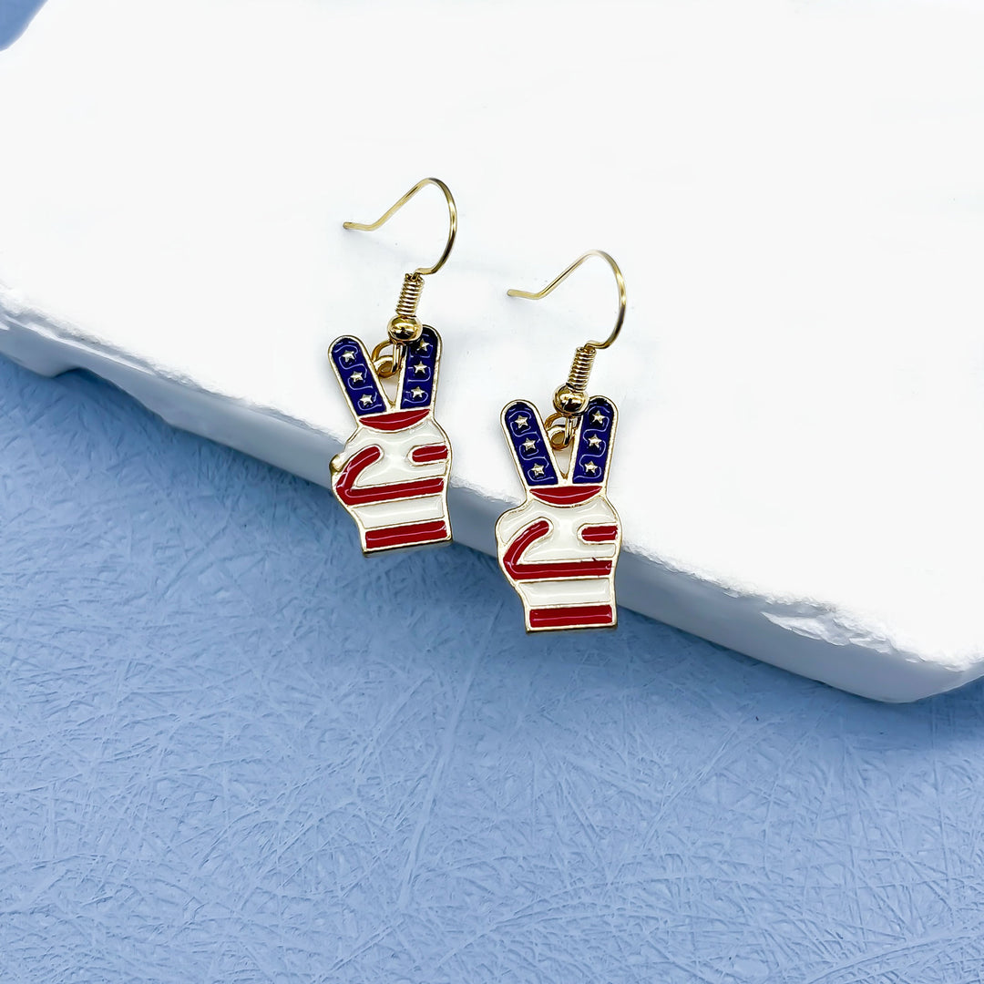 Women's nan long patriotic mesh tassel dangle earrings Bowlift