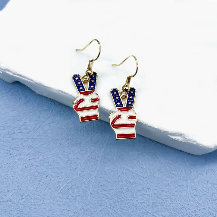 Women's nan long patriotic mesh tassel dangle earrings Bowlift