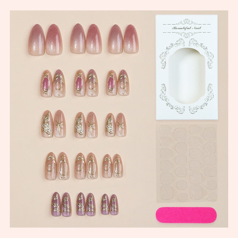 Acrylic nail set with elegant glitter and flower appliqués Bowlift
