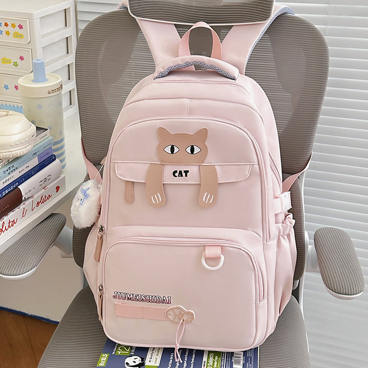 Playful Cat-Themed School Backpack Bowlift