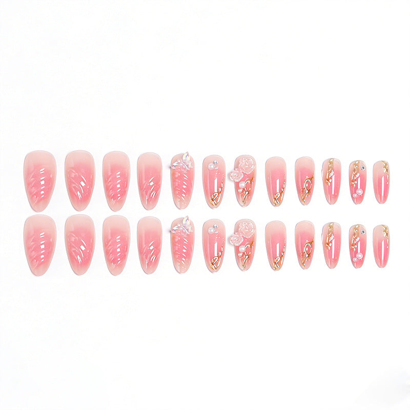 Artful Nail Tips with Romantic Floral Design Bowlift