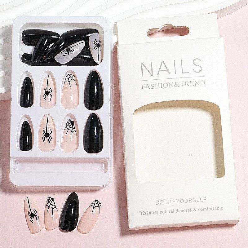 Artistic Spider Design Press-On Nails Bowlift