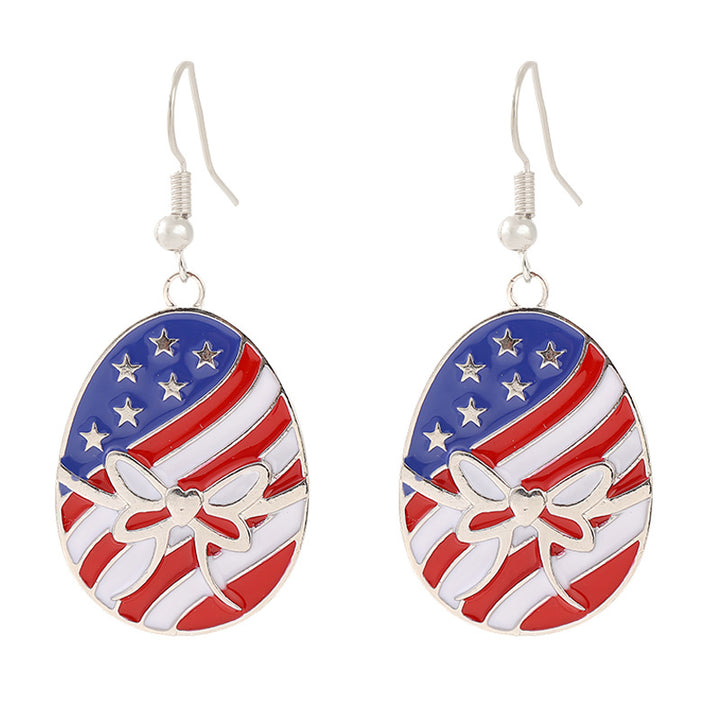 Women's nan patriotic horseshoe enamel dangle earrings with star-accented design and fishhook findings Bowlift