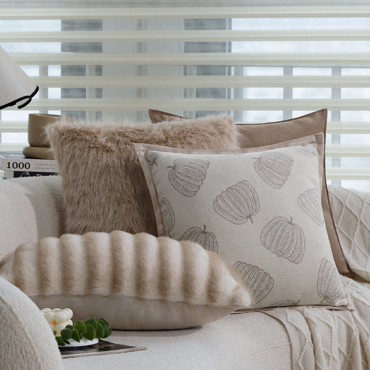 Square cushion cover with fine herringbone pattern and piping Bowlift