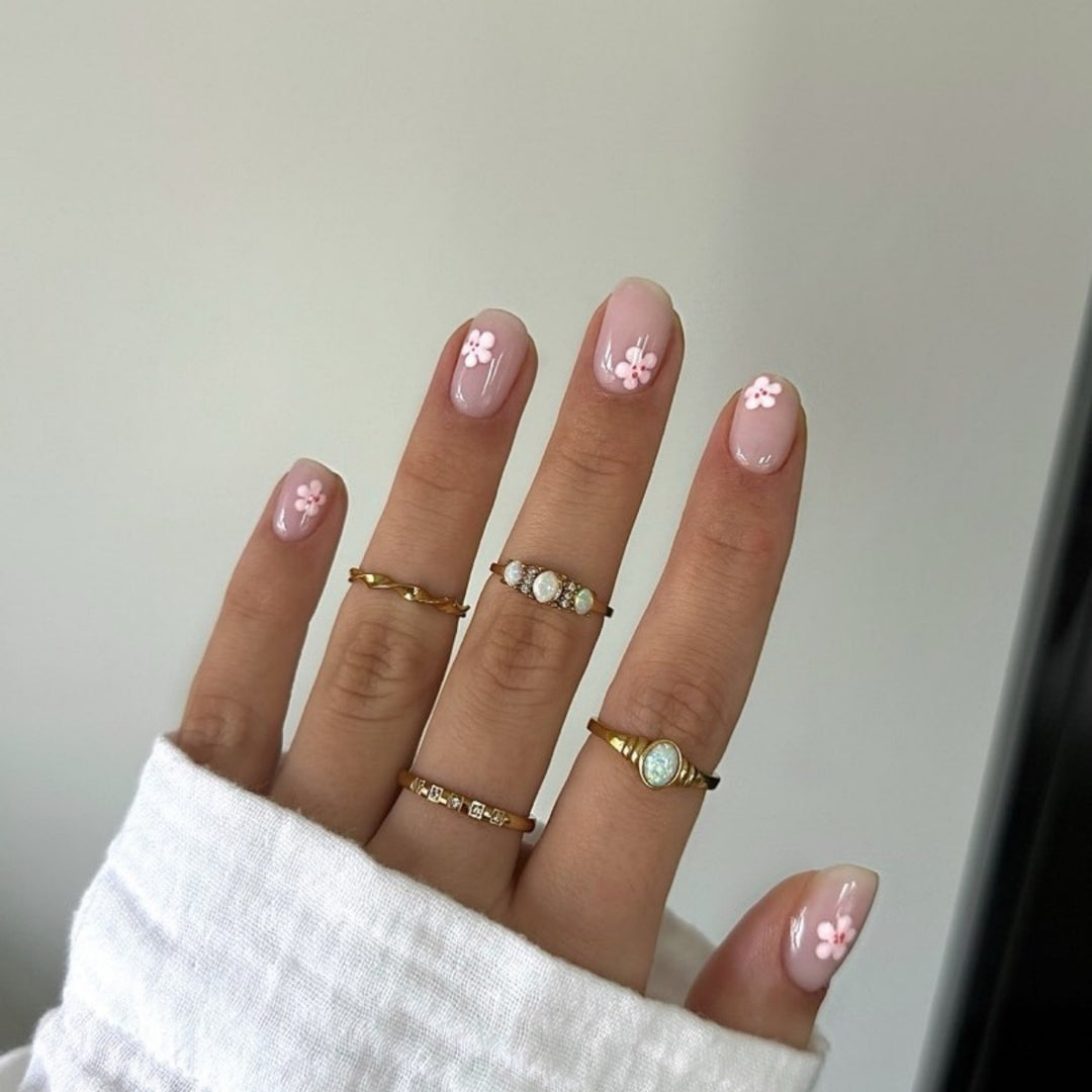 Floral Design Press-On Nail Extensions Bowlift