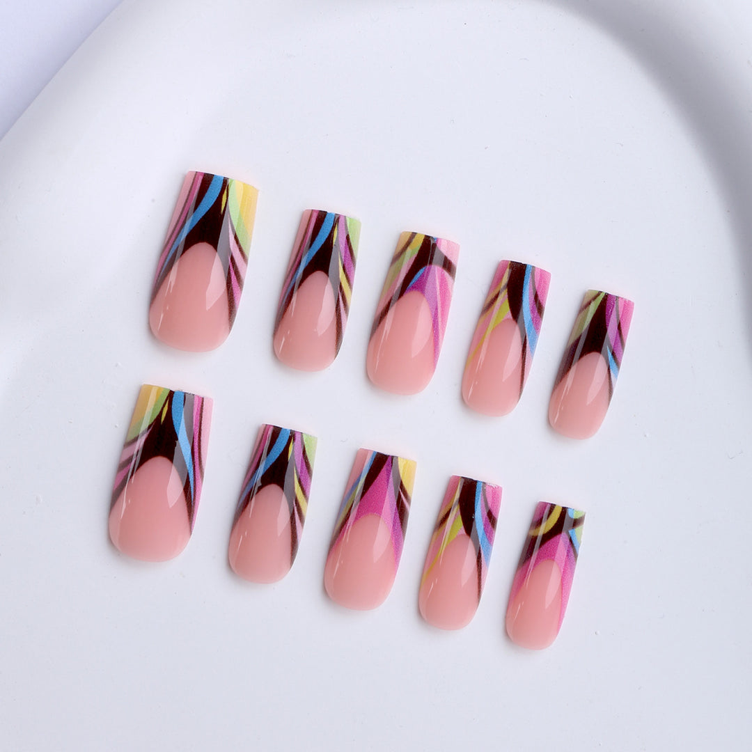 Artificial nails in modern design with colorful accents Bowlift