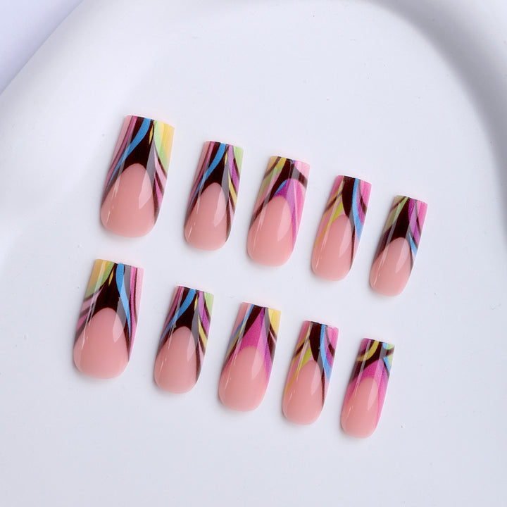 Artificial nails in modern design with colorful accents Bowlift