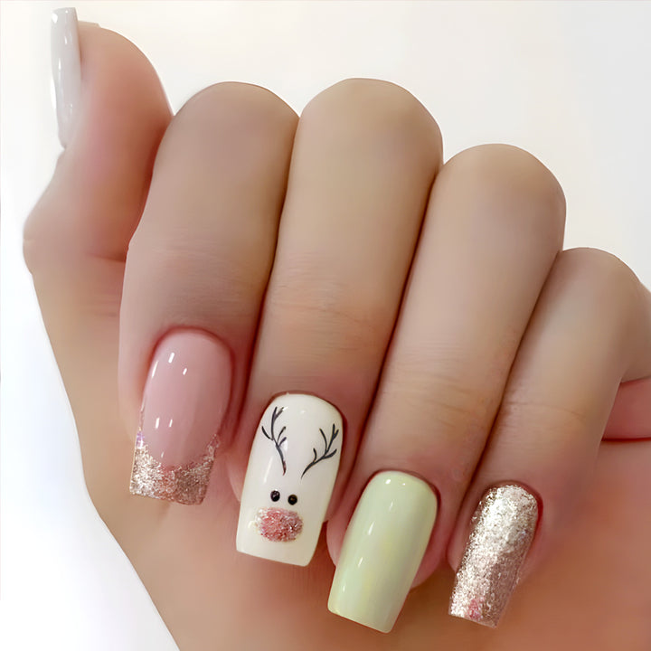 Festive Seasonal Press-On Nail Art Set Bowlift