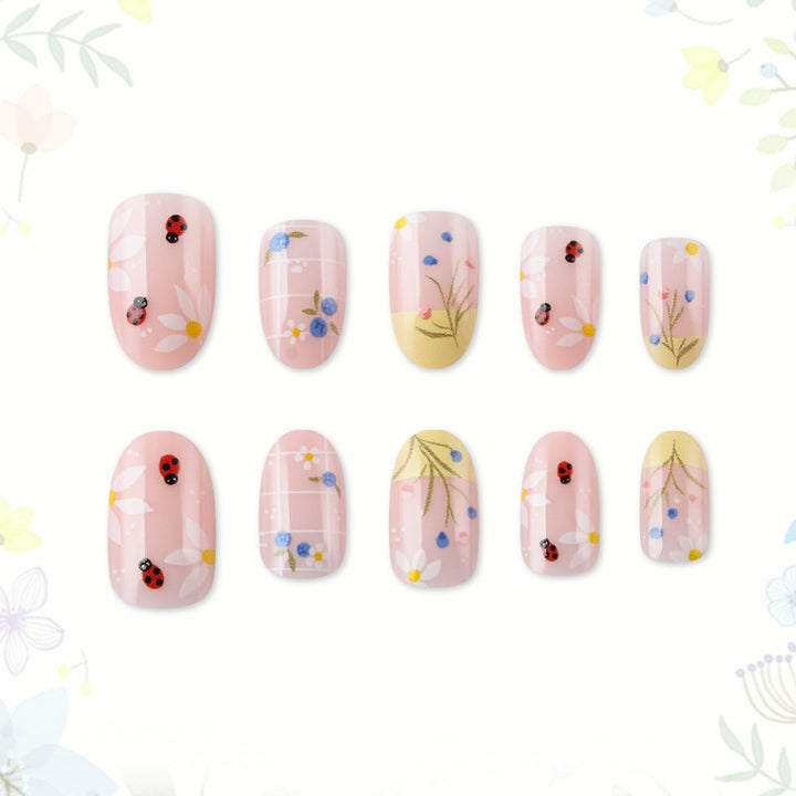 Artistic Floral Press-On Nails Bowlift