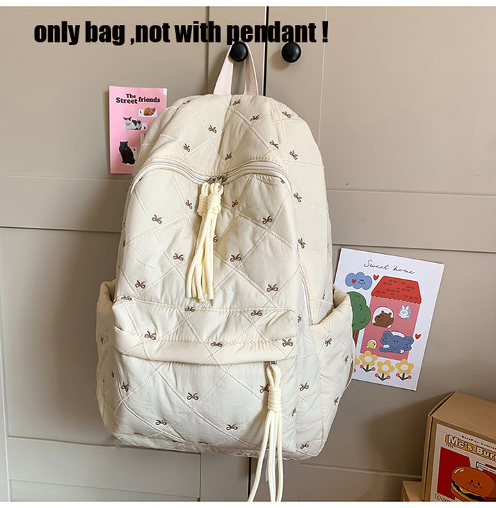 Quilted Casual School Backpack Bowlift