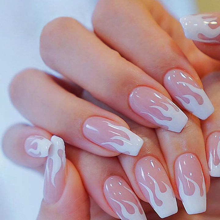 Art nail set with modern flame designs Bowlift