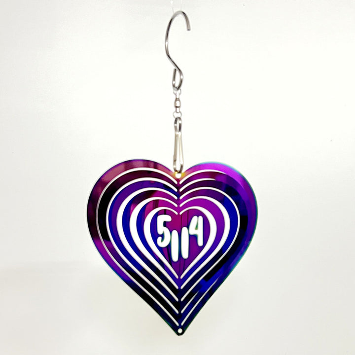 Iridescent Layered Heart Wind Spinner Hanging Suncatcher Bowlift