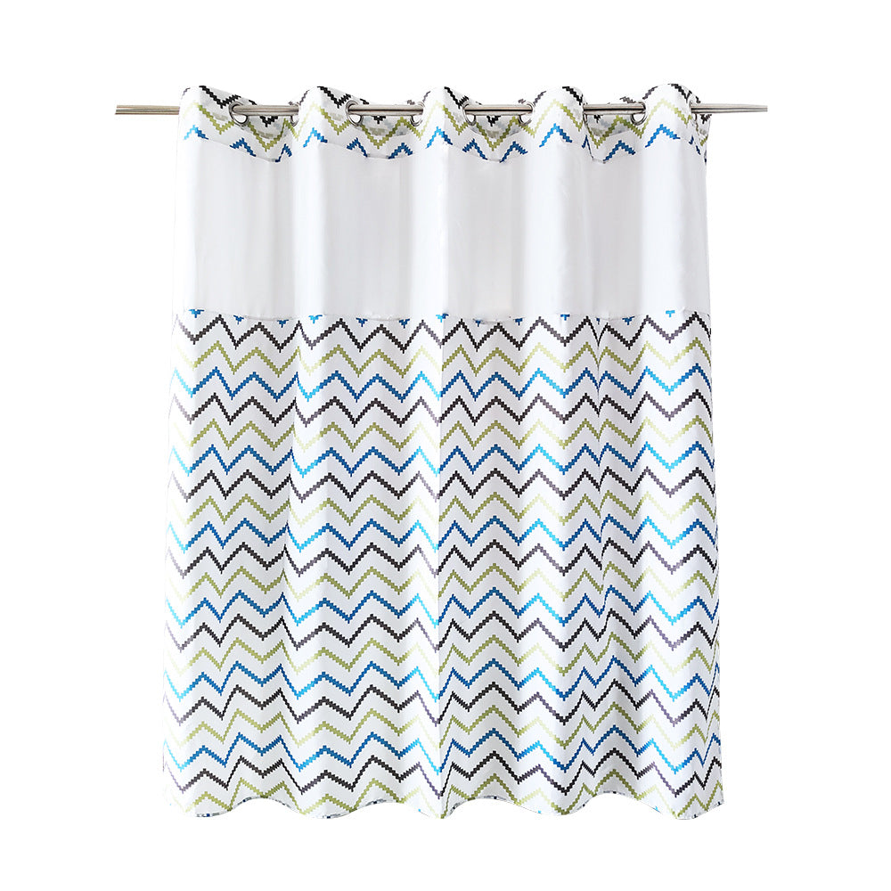 Geometric Zigzag Print Shower Curtain Bowlift