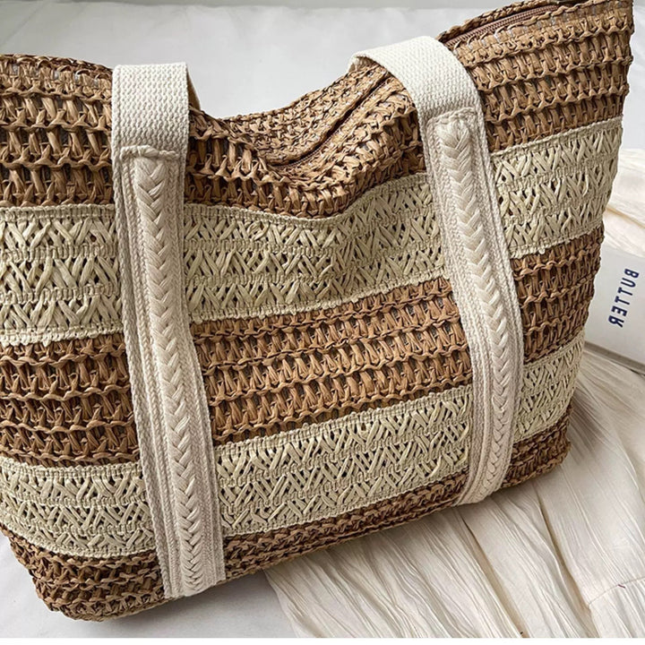 Handcrafted beach bag with distinctive striped design Bowlift