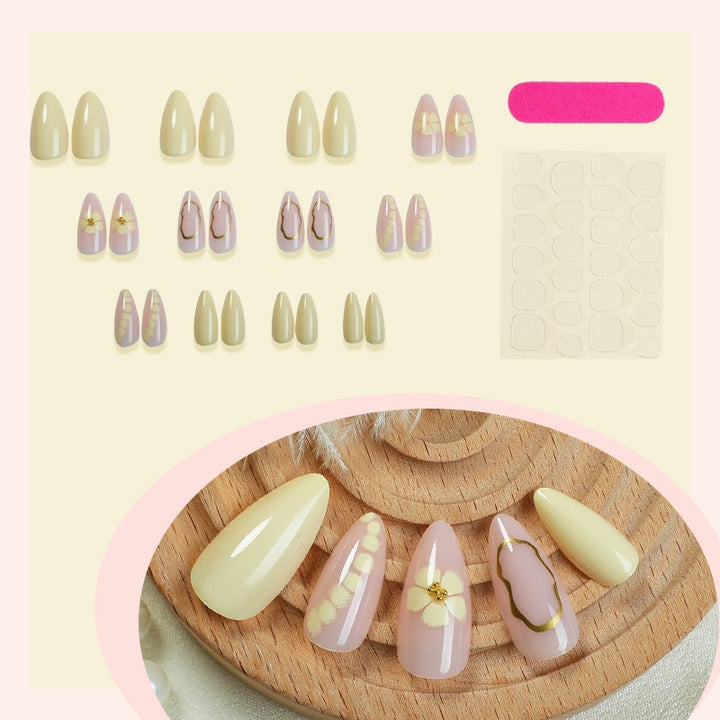 Artificial nail set with glittering flower motifs Bowlift