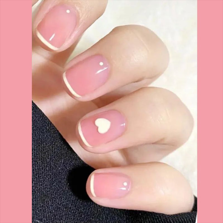 Heart-Accent Press-On Nails Bowlift