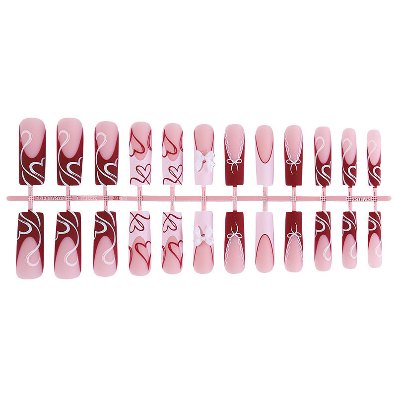 Decorative Heart-Themed Press-On Nails Bowlift