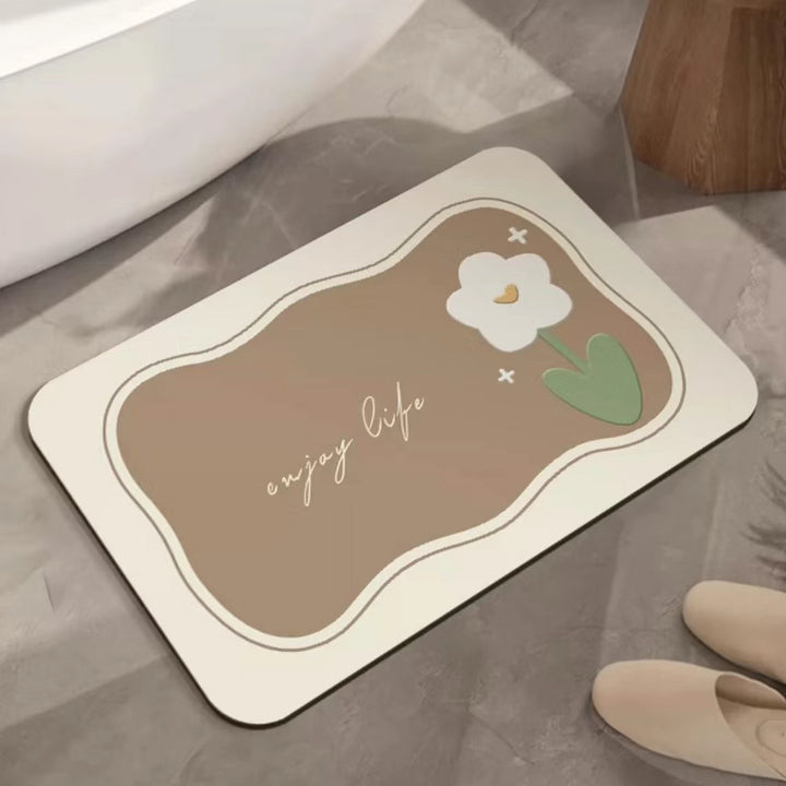 Artistic Floral Bath Mat Bowlift