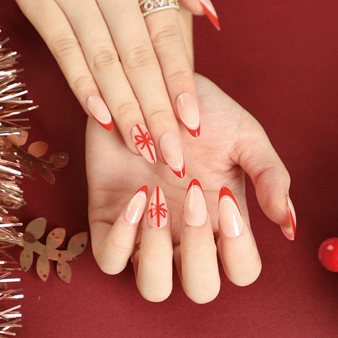Elegant Nail Extensions with Christmas Design Bowlift
