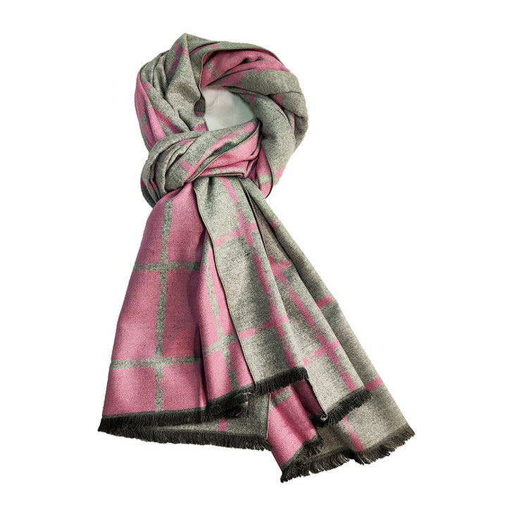 Women's Elegant and Warm Scarf with Modern Check Pattern Bowlift